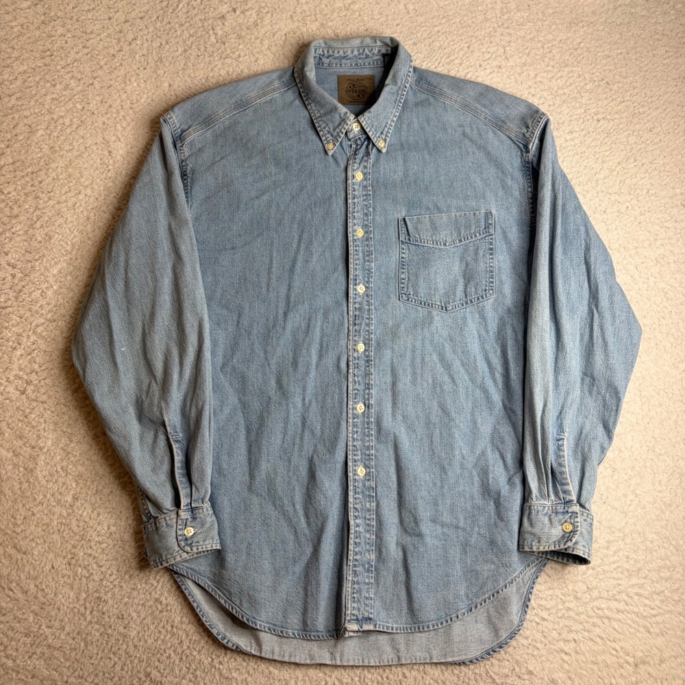 Vintage Gap Blue Jeans Denim Button Down Shirt Mens Large Light Wash Cotton L
